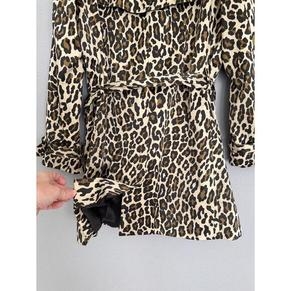 Joan Rivers Leopard Trench Coat Jacket Double Breasted Belted Rain Resistant SzM - Picture 8 of 13